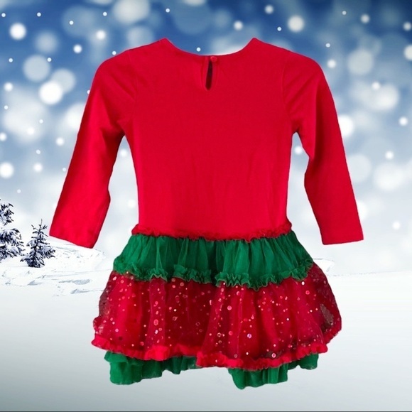 Emily Rose Girls Size 4 Christmas Dress Appliqué Reindeer Sequin Tutu - Picture 2 of 2